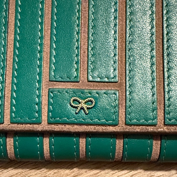 Anya Hindmarch Green and Tan Striped Wallet - Picture 2 of 9